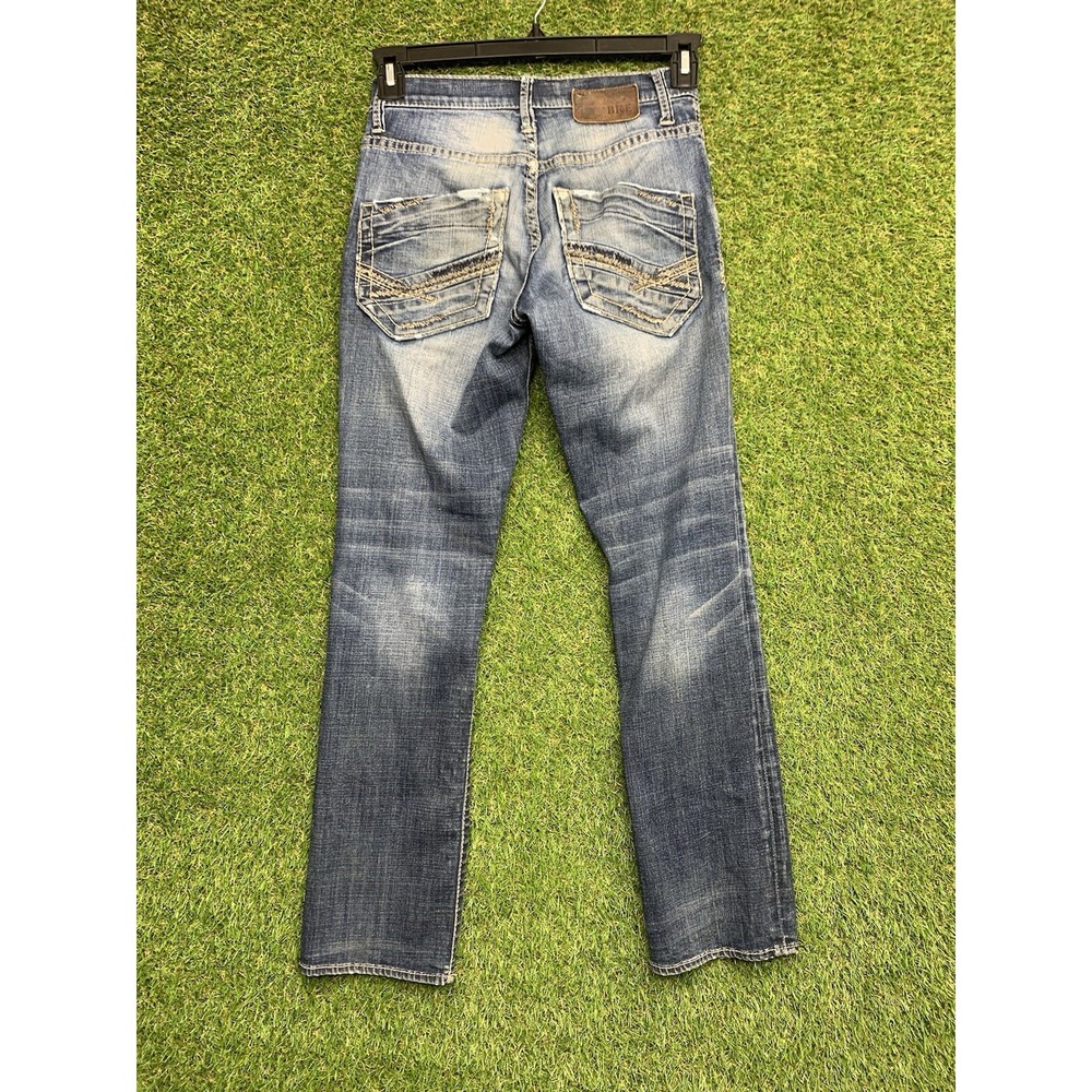 BKE Buckle Jeans Mens 26S Alec Straight Leg Medium Wash Y2K Whisker Fade Grunge
